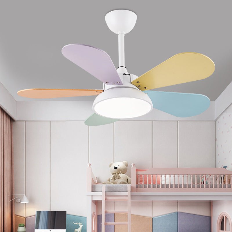 Modern Colorful Kids Pendant Ceiling Fans with Light for Bedroom - Lamp Outdoor