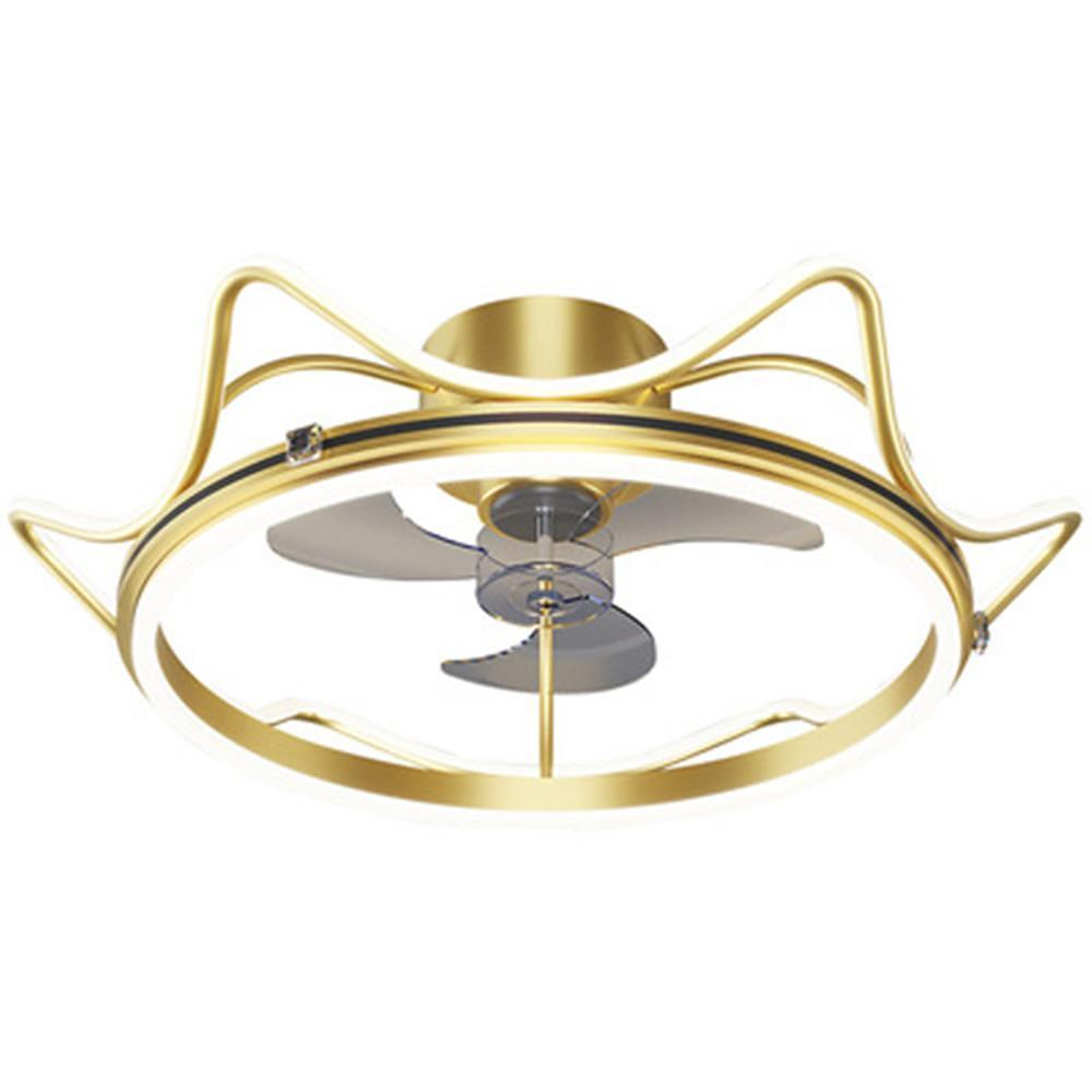 Crown Shaped Bedroom Ceiling Fans with LED lights Gold Bladeless Ceiling Fan Light - Lamp Outdoor