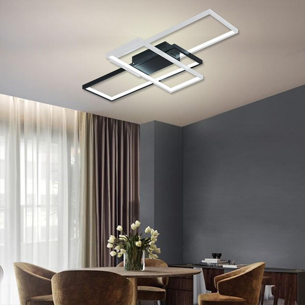 Multi Rectangle Large Flush Mount Ceiling Light with 3 Integrated Tiered Lights - Lamp Outdoor