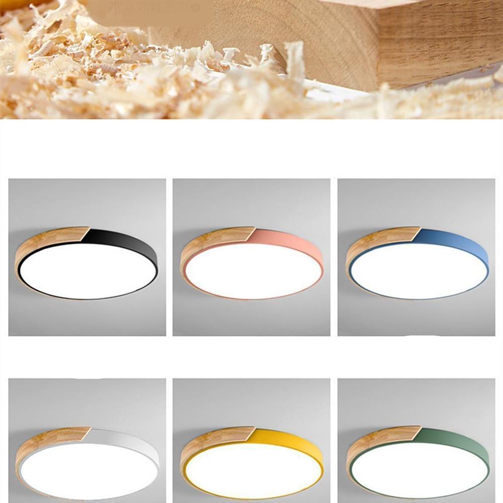 Circular LED Wood Nordic Ceiling Lights Flush Mount Lighting Ceiling Lamp - Lamp Outdoor