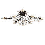 Vintage Crystal Branches Leaf Semi-Flush Mount Chandelier | 8-Light LED, 31.19'' Wide, Antique Brass - Lamp Outdoor