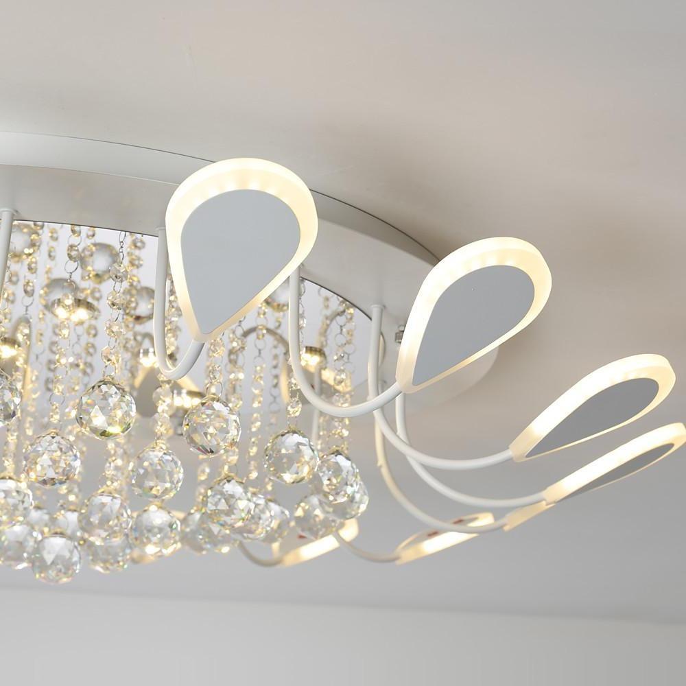 Flower Shaped Dimmable LED Crystal Modern Flush Mount Lighting Ceiling Light - Lamp Outdoor