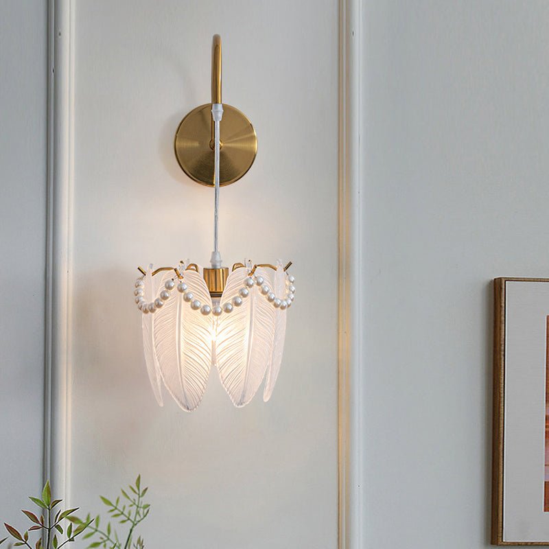 Glass Leaves Feathers Three Step Dimming Nordic Creative Wall Lights Fixture - Lamp Outdoor