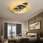 Gold Flush Mount Industrial Ceiling Fans with Remote and LED Lights - Lamp Outdoor