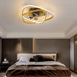 Gold Flush Mount Industrial Ceiling Fans with Remote and LED Lights - Lamp Outdoor