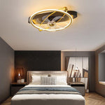 Gold Flush Mount Industrial Ceiling Fans with Remote and LED Lights - Lamp Outdoor