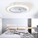 Goldish White Crown-Shaped Modern Bladeless Ceiling Fan with light and Remote - Lamp Outdoor