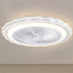 Goldish White Crown-Shaped Modern Bladeless Ceiling Fan with light and Remote - Lamp Outdoor
