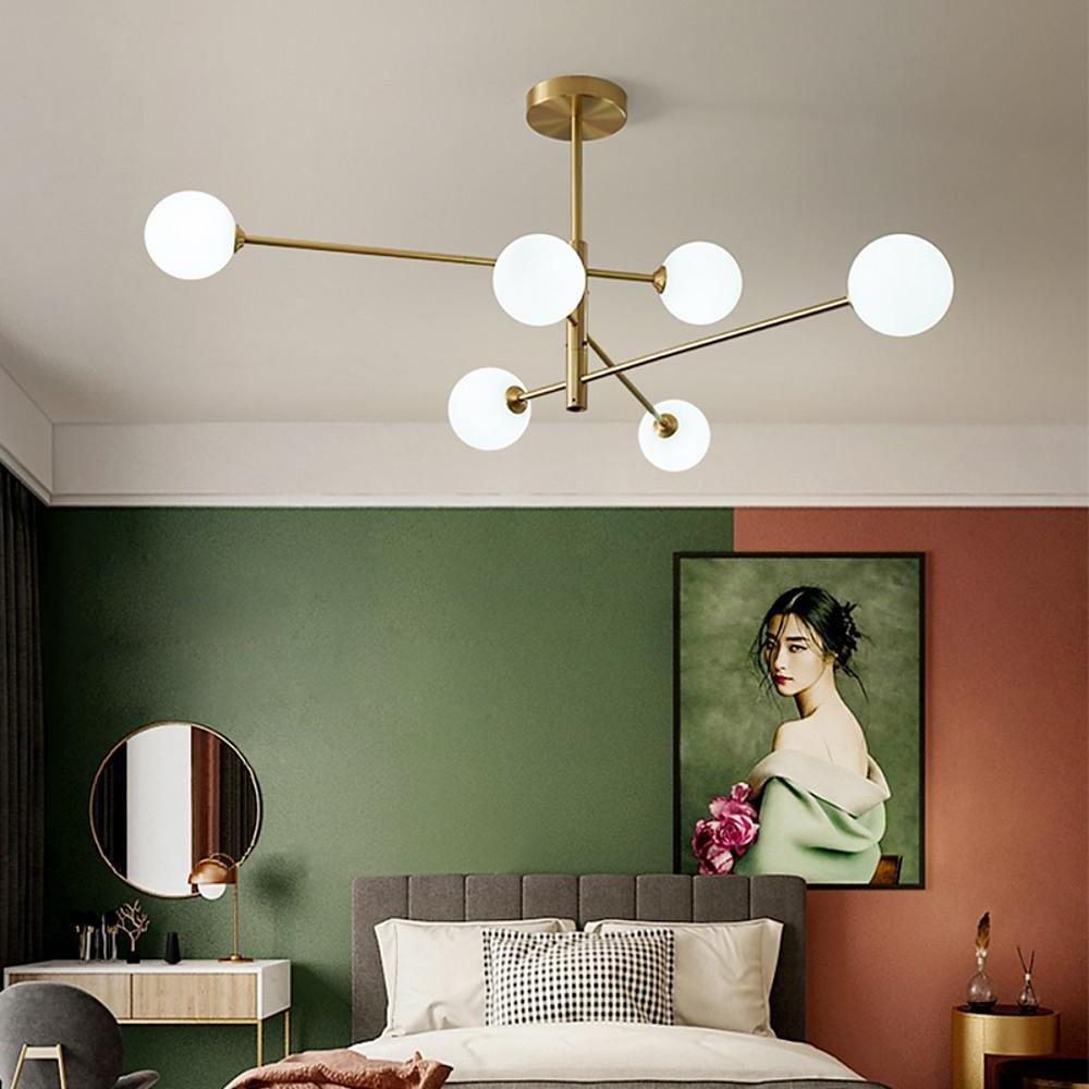 6-light Sputnik LED Electroplated Glass Gold Modern Chandeliers Ceiling Lights - Lamp Outdoor