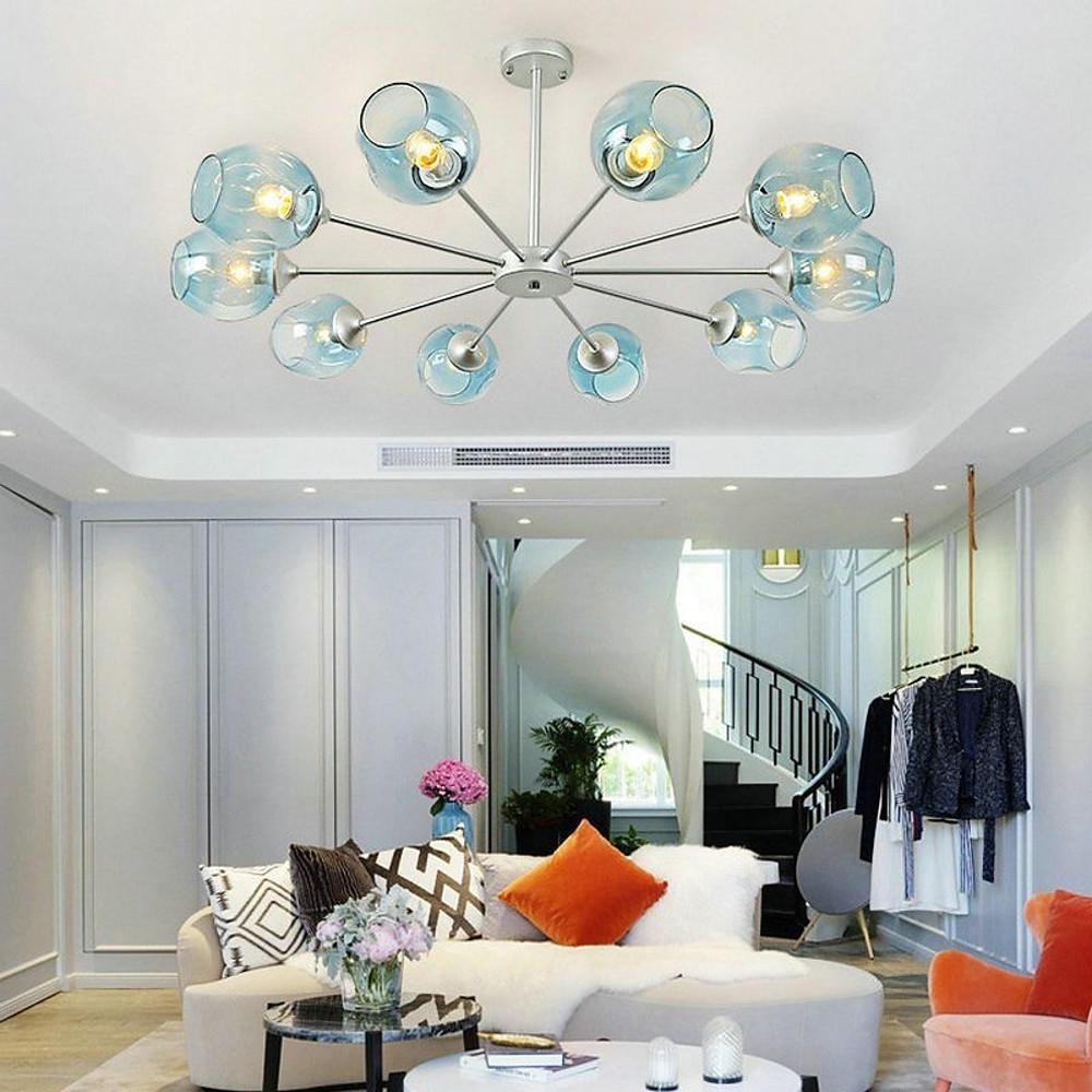 Classic Sputnik Chandelier Metal See Glass Chandeliers with 8 LED Lights - Lamp Outdoor