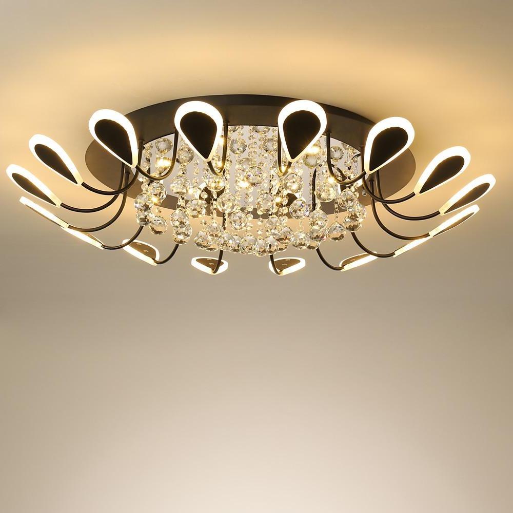 Flower Shaped Dimmable LED Crystal Modern Flush Mount Lighting Ceiling Light - Lamp Outdoor