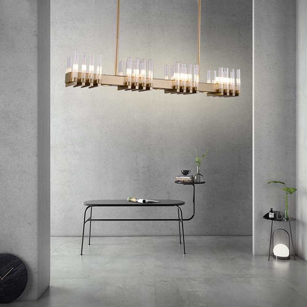 Creative Linear Electroplated Metal Glass LED Modern Chandeliers Pendant Light - Lamp Outdoor