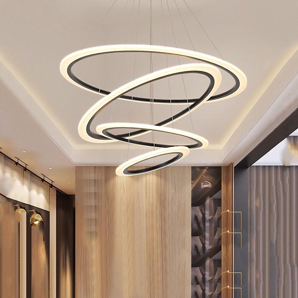 4-ring Geometric LED Modern Chandelier Pendant Light Hanging Lamp Island Lights - Lamp Outdoor
