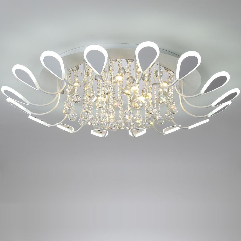 Flower Shaped Dimmable LED Crystal Modern Flush Mount Lighting Ceiling Light - Lamp Outdoor