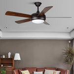 Hanging 3 Gear Wind Speed Retro Wood Fan Blade Mute Energy Saving Ceiling Fans with Lights - Lamp Outdoor