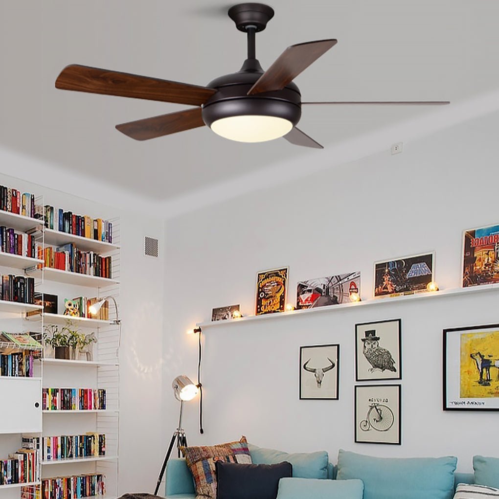 Hanging 3 Gear Wind Speed Retro Wood Fan Blade Mute Energy Saving Ceiling Fans with Lights - Lamp Outdoor