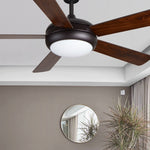 Hanging 3 Gear Wind Speed Retro Wood Fan Blade Mute Energy Saving Ceiling Fans with Lights - Lamp Outdoor
