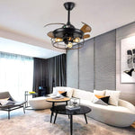 3 Bladed Farmhouse Retractable Ceiling Fan with Light - Lamp Outdoor