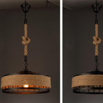Circular Rope Wrapped Country Chandelier Hanging Lamp Pendant Light Island Lights - Lamp Outdoor