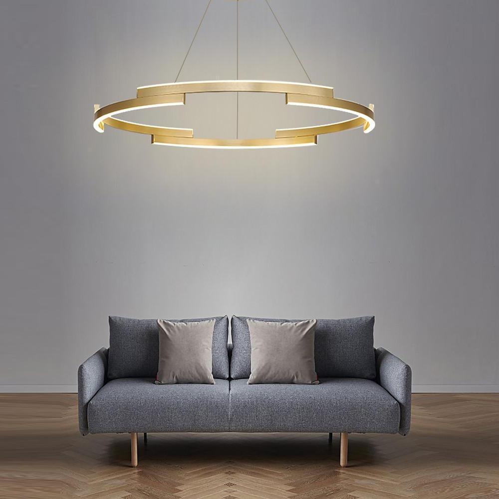 Interlocking Round Gold Chandelier for Living Room - Lamp Outdoor