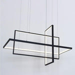 31.5'' Three-Part Futuristic Square Rectangular Hybrid Aluminum Chandelier with Capable Ambient Lights - Lamp Outdoor