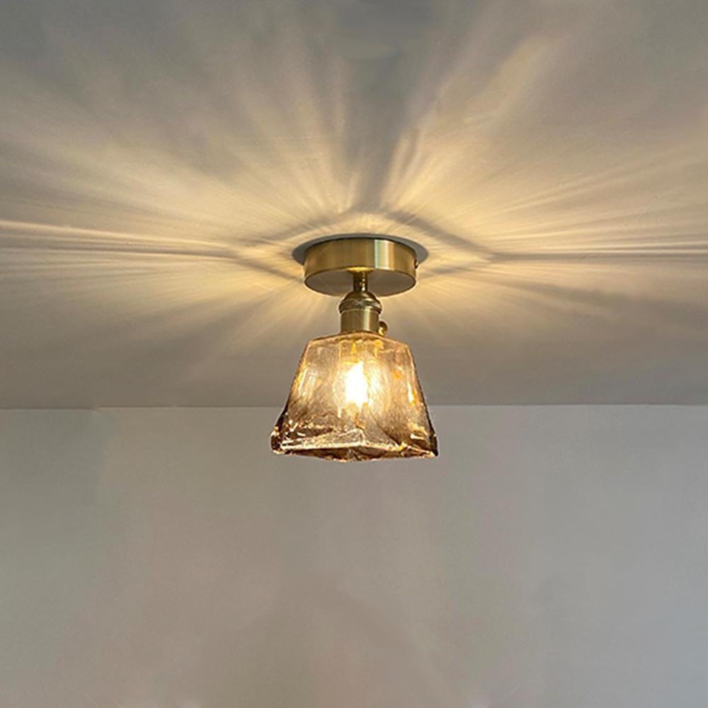 Creative Glass Lantern LED Electroplated Nordic Semi-Flush Mount Ceiling Lighting - Lamp Outdoor