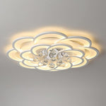 Modern Floral Acrylic LED Flush Mount Ceiling Light with Elegant Crystal Teardrops - Lamp Outdoor