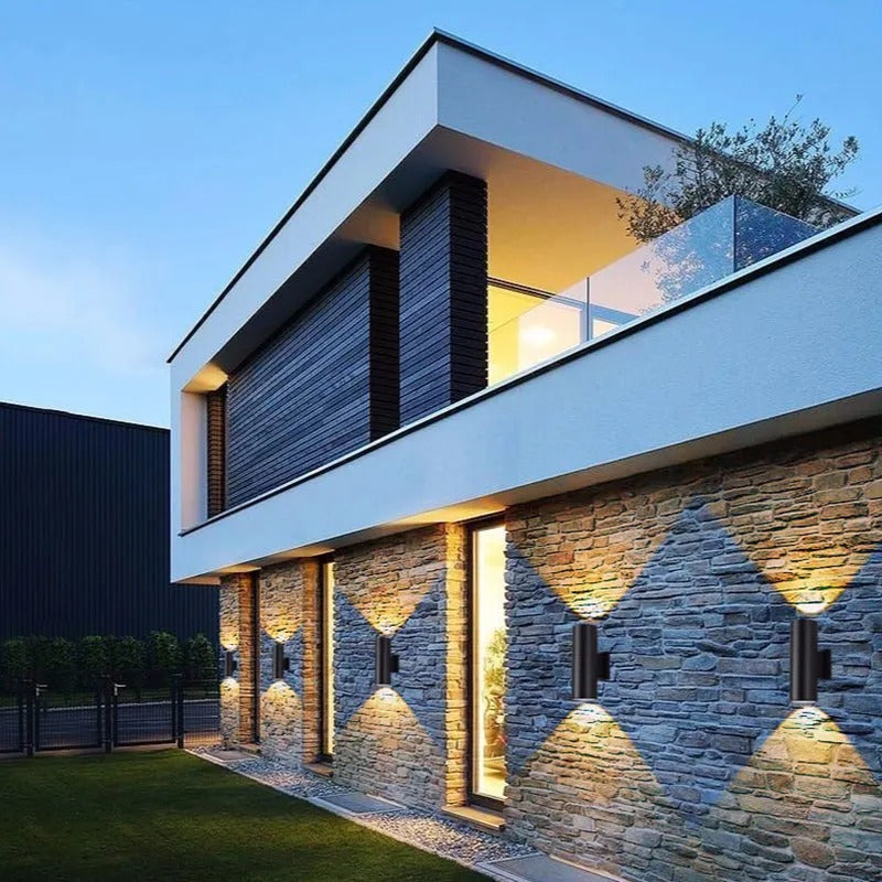 Ray Minimalist Double-headed LED Outdoor Wall Lamp Metal Glass Garden Corridor - Letslighting