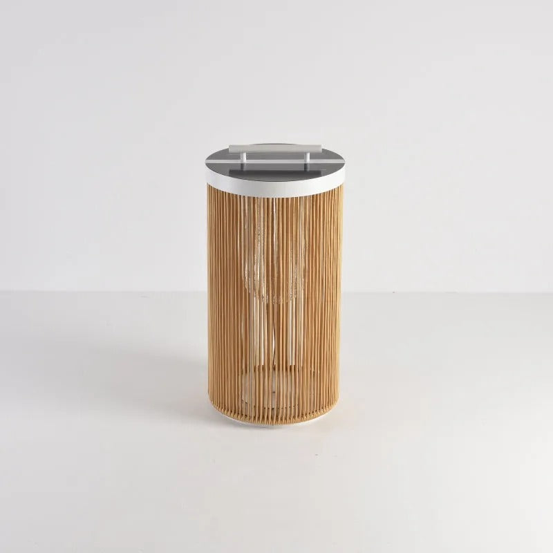 Ritta Retro Metal/Rattan Floor Lamp, Hardwired/Solar/LED, Outdoor - Lamp Outdoor