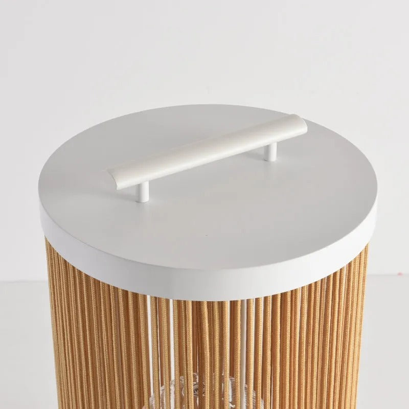 Ritta Retro Metal/Rattan Floor Lamp, Hardwired/Solar/LED, Outdoor - Lamp Outdoor