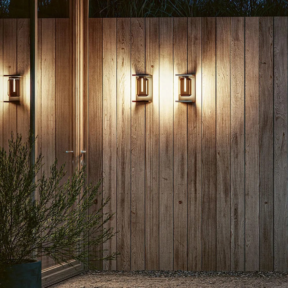 Ray Modern Rectangular Metal Glass Lantern Solar Outdoor Waterproof Wall Lamp - Lamp Outdoor