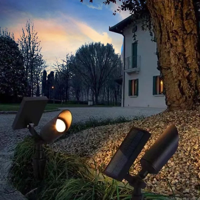 Ray Modern Round Glass/Metal Solar Outdoor Ground Lamp Spotlight - Lamp Outdoor