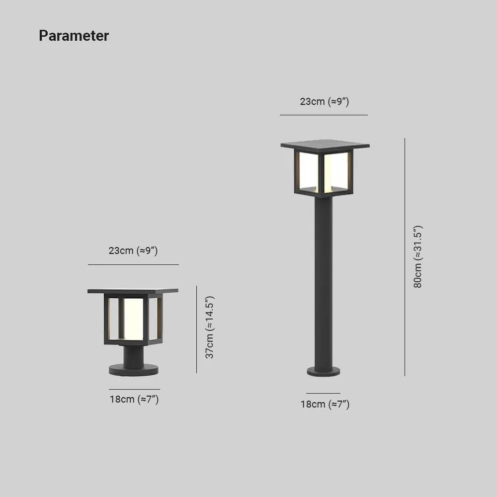 Ray Modern Metal Lantern Shaped Solar Outdoor Bollard Light - Lamp Outdoor