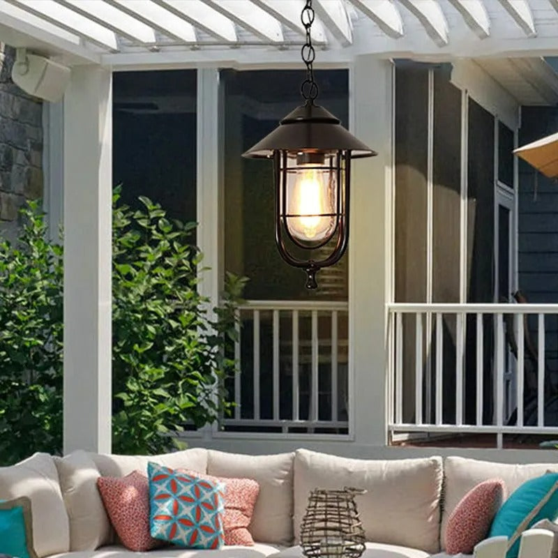 Epoch Retro Lantern Metal Pendant Light Bronze - Lamp Outdoor