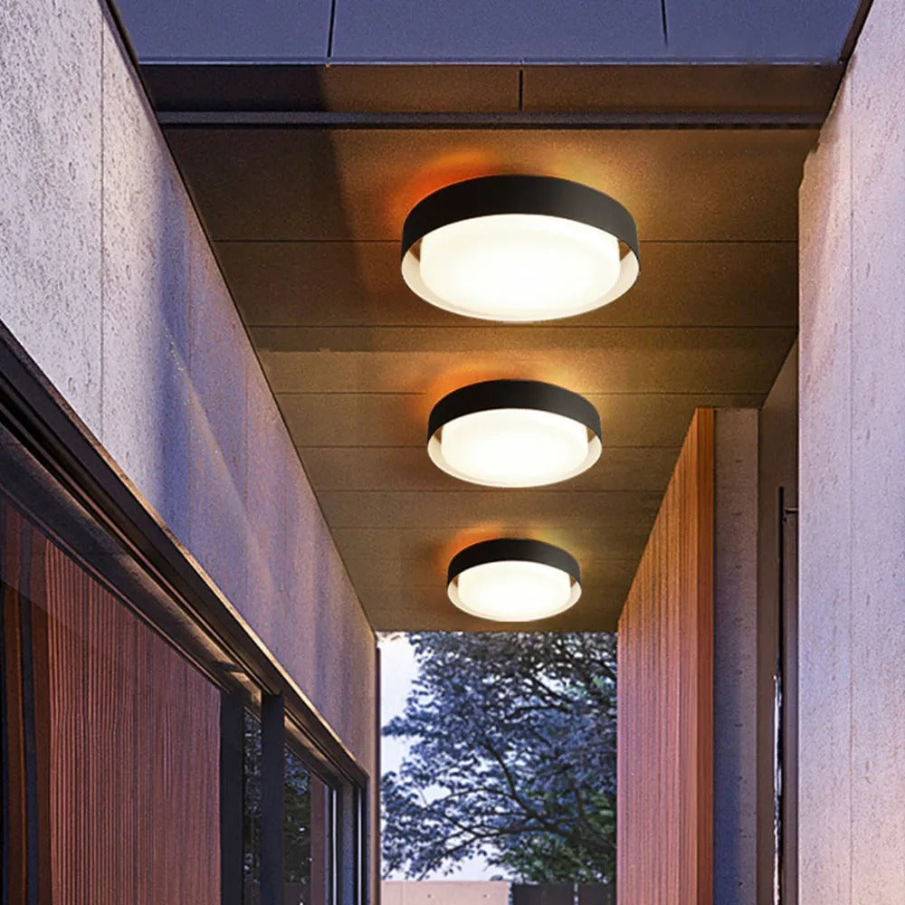 Ray Modern Round Flush Mount Ceiling Light Metal - Lamp Outdoor