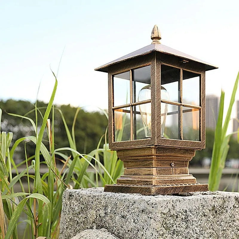 Ray Modern Metal Glass Lantern LED Outdoor Light Post - Lamp Outdoor