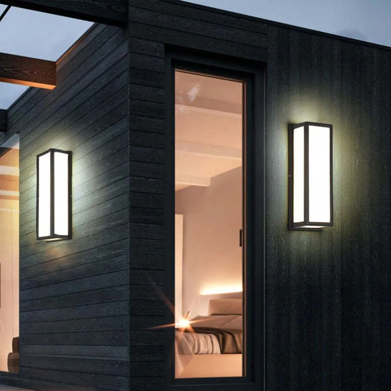 Ray Modern Rectangular Waterproof LED Outdoor Wall Lamp Metal Acrylic Garden Corridor Balcony - Lamp Outdoor