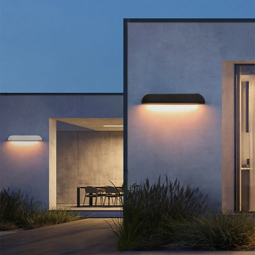 Ray Modern Minimalist Semi-elliptical Metal Stone Outdoor Wall Lamp - Lamp Outdoor