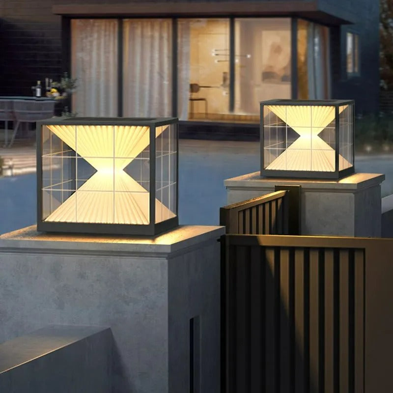 Ray Modern Pyramid Shape Metal Outdoor Floor Lamp - Lamp Outdoor