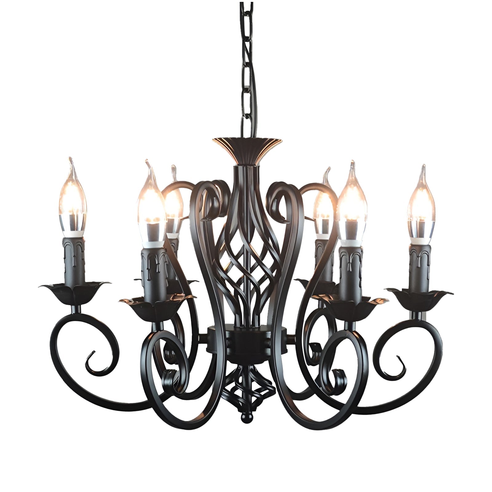 Iron Black Farmhouse Chandelier Candelabra Chandelier Living Room Light Fixtures - Lamp Outdoor