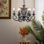 Iron Black Farmhouse Chandelier Candelabra Chandelier Living Room Light Fixtures - Lamp Outdoor