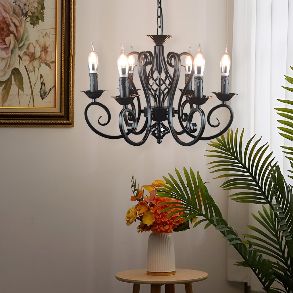 Iron Black Farmhouse Chandelier Candelabra Chandelier Living Room Light Fixtures - Lamp Outdoor