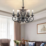 Iron Black Farmhouse Chandelier Candelabra Chandelier Living Room Light Fixtures - Lamp Outdoor