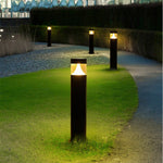 Round LED Outdoor Post Light Waterproof Black Aluminum Modern Yard Lamp
