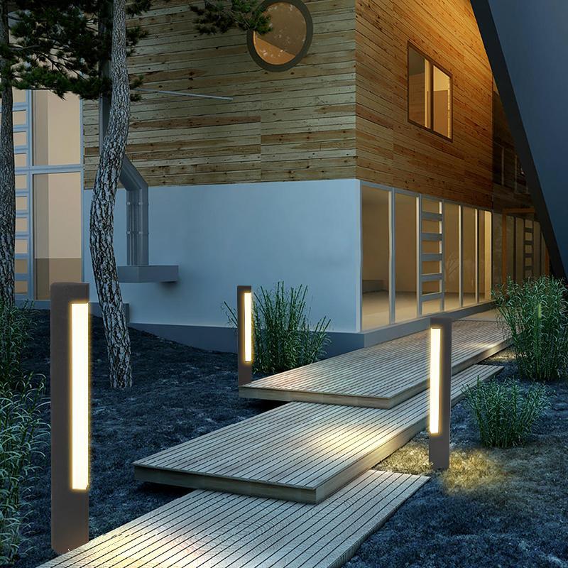 Modern Black Square Tall Aluminum LED Landscape Lighting Pathway Lights