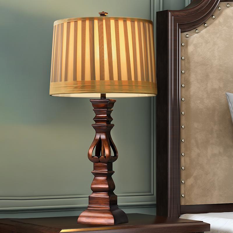 Stripe Drum Shade Antique Rustic Style Tower Table Lamp - Lamp Outdoor