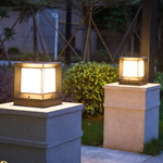 Square Creative Black Waterproof Modern Solar Lights Outdoor Post Lamp