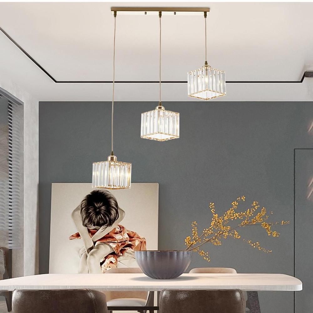 Vintage Lantern Square Pendant Light Metal Crystal Contemporary Ceiling Light - Lamp Outdoor