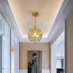 Flower Patterned Modern Glass Copper Pendant Light Kitchen Hanging Pendant Lights - Lamp Outdoor