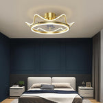 Crown Shaped Bedroom Ceiling Fans with LED lights Gold Bladeless Ceiling Fan Light - Lamp Outdoor